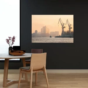 Elbphilharmonie und Kräne im Morgenlicht